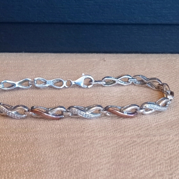 Kay Jewelers Diamond Twist Bracelet with 10K Rose Gold and 925 Silver - Picture 1 of 8